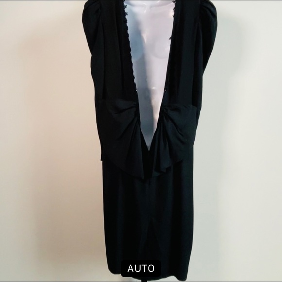 Stunning Cha Chez Vintage Lace Dress with Puff Sleeves and Bow Exposed Back 12 - Picture 12 of 16